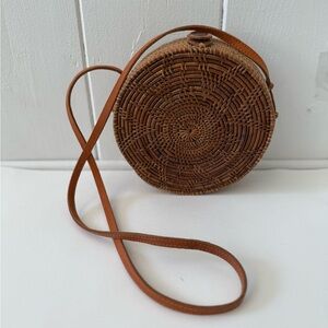 Anthropologie Brown Woven Crossbody Bag